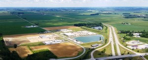 Aerial image of the Markle Industrial Park, located on Interstate 69, which has shovel-ready sites available.  Photo courtesy of Mark Wickersham 