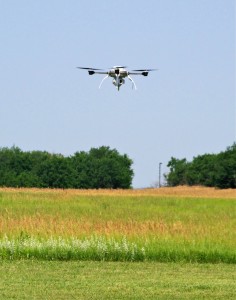 An Aeryon Scout hovers over a Kansas field. Photo: AUVSI