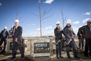Idaho Governor C.L. “Butch” Otter (in suit on the left) and Clif Bar & Co. at the March groundbreaking of Clif Bar Baking Co.’s, Twin Falls. 