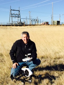 Craig Harrison conducts drone reconnaissance at the substation and fiber vault located near the Niobrara Energy Development in Weld County, Colorado. Photo: Craig Harrison