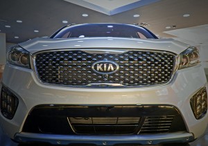 A Kia vehicle in the showroom at the West Point facility. Photo by Robert Payne