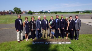 Recently, Nathan G. Patch, grandson of Pratt & Whitney founder Frederick Rentschler, center, joined company leaders and state and local government officials in East Hartford to reenact the company’s ceremonial 1929 groundbreaking. P&W is building a new global headquarters. Photo: 2015 United Technologies Corp., Reproduced with Permission – All Rights Reserved