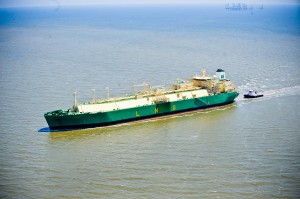Aerial view of LNG boat in Cameron Parish in southwest Louisiana. Photo: Lindsey Janies Photography 